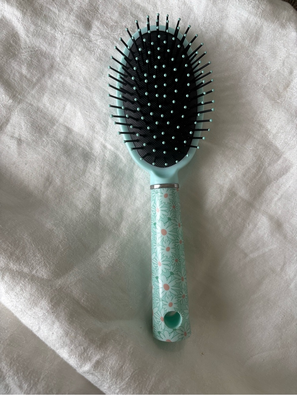 Cute Pastel Daisy Floral Hair Brush Detangling Cushion Paddle Brush Women Girl